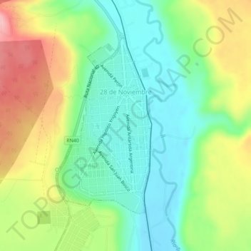 Carte topographique Veintiocho de Noviembre, altitude, relief