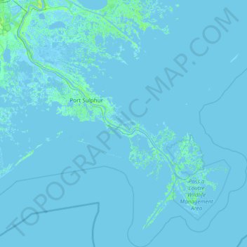 Carte topographique Plaquemines Parish, altitude, relief