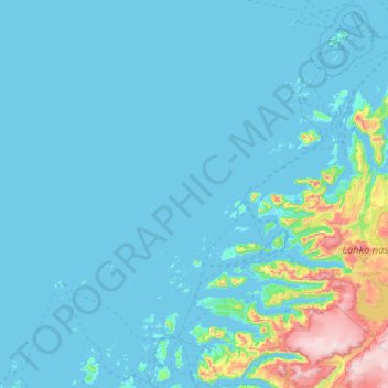 Carte topographique Meløy, altitude, relief