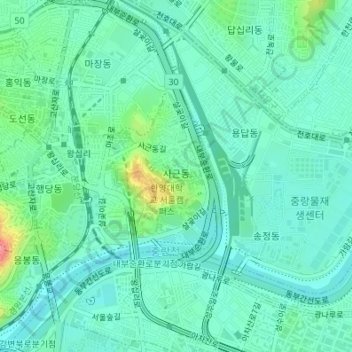 Carte topographique Séoul, altitude, relief