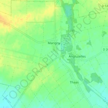 Carte topographique Marigny, altitude, relief