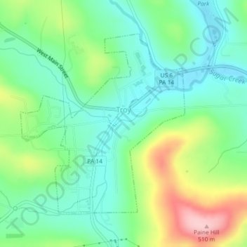 Carte topographique Troy, altitude, relief