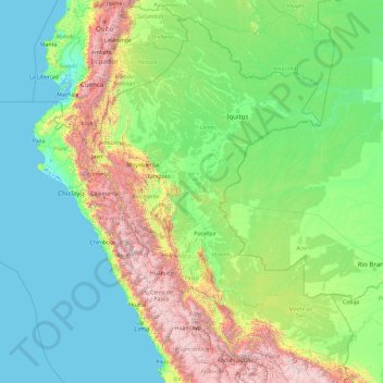 Carte topographique Pérou, altitude, relief
