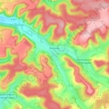 Carte topographique Poissons, altitude, relief