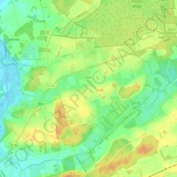 Carte topographique Elm, altitude, relief