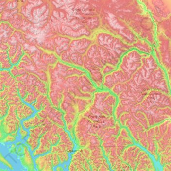 Carte topographique Squamish-Lillooet Regional District, altitude, relief