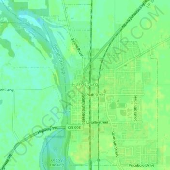 Carte topographique Harrisburg, altitude, relief