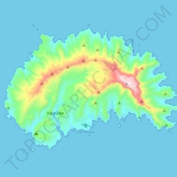 Carte topographique Ua Huka, altitude, relief