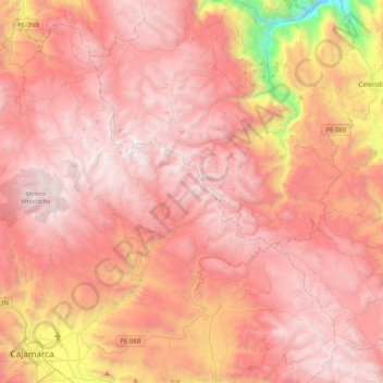 Carte topographique Encañada, altitude, relief