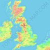Carte topographique Grande-Bretagne, altitude, relief