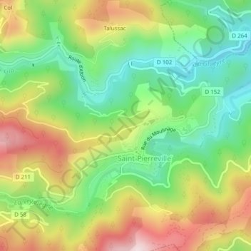 Carte topographique 07190, altitude, relief