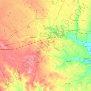 Carte topographique Fairfield Township, altitude, relief