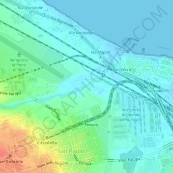 Carte topographique Lama Balice, altitude, relief