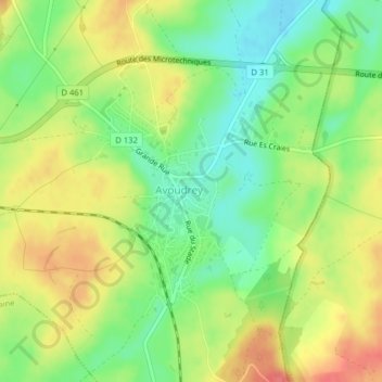 Carte topographique Avoudrey, altitude, relief