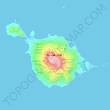 Carte topographique Île Heard, altitude, relief