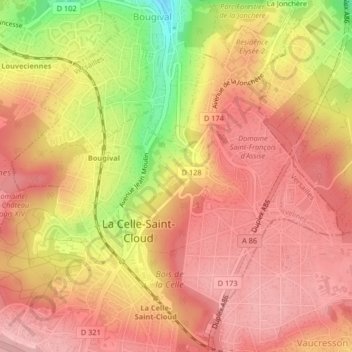 Carte topographique Château de la Celle, altitude, relief