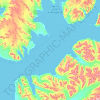Carte topographique Isfjorden, altitude, relief