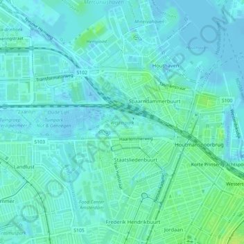 Carte topographique Westerpark, altitude, relief