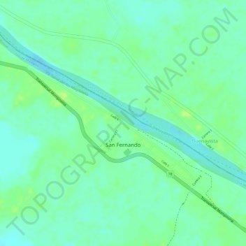 Carte topographique San Fernando, altitude, relief