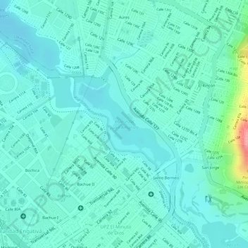 Carte topographique Humedal Juan Amarillo, altitude, relief