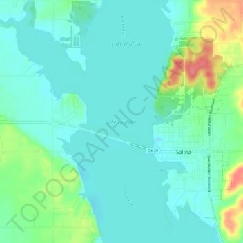 Carte topographique Lake Hudson, altitude, relief