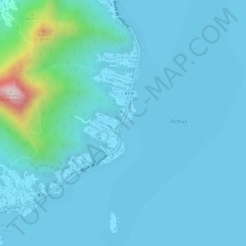 Carte topographique Plage de Malibu, altitude, relief