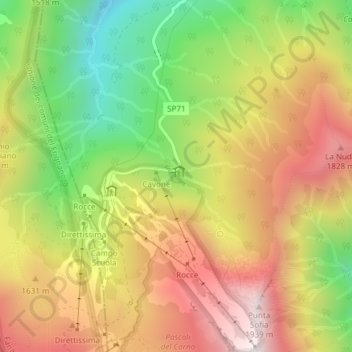 Carte topographique Laghetto del Cavone, altitude, relief