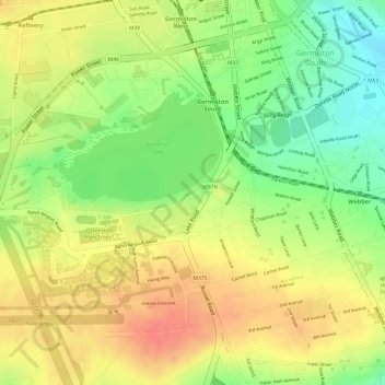 Carte topographique Germiston Lake, altitude, relief
