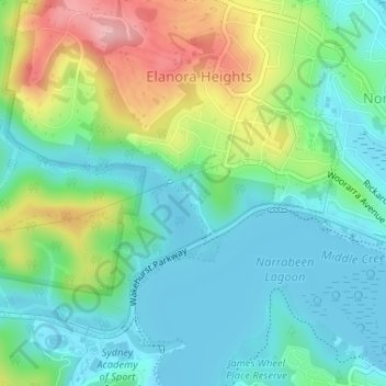 Carte topographique Deep Creek Reserve, altitude, relief