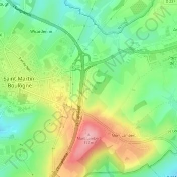 Carte topographique Rue Caucherie, altitude, relief