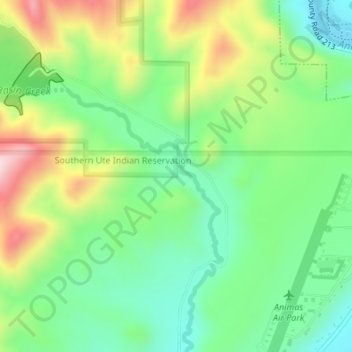 Carte topographique Basin Creek, altitude, relief