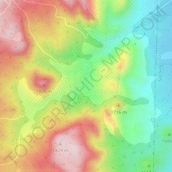 Carte topographique Blue Canyon, altitude, relief