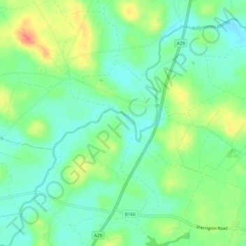 Carte topographique Killymoon River, altitude, relief