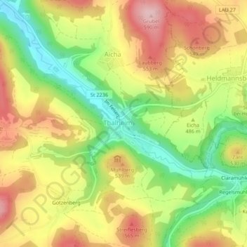 Carte topographique Rohrbach, altitude, relief