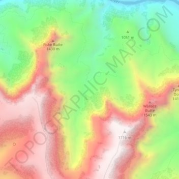 Carte topographique Copper Canyon, altitude, relief