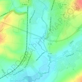 Carte topographique Ancre, altitude, relief
