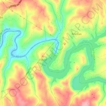 Carte topographique Barragem das Fronhas, altitude, relief