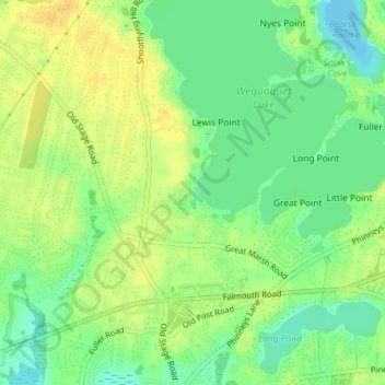 Carte topographique Opeechee Heights Beach, altitude, relief