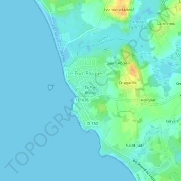 Carte topographique Le Fort Bloqué, altitude, relief