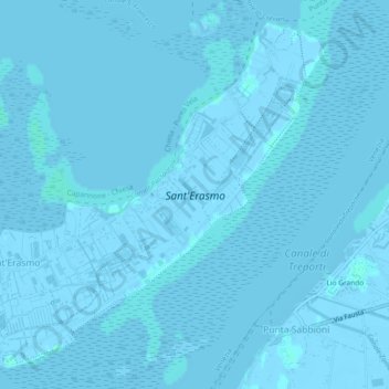 Carte topographique Sant'Erasmo, altitude, relief