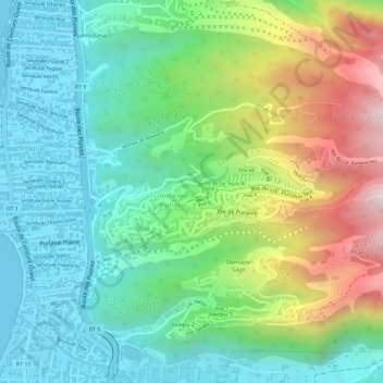 Carte topographique Point de vue Punavai, altitude, relief