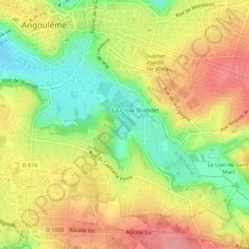 Carte topographique Bassin aux grenouilles, altitude, relief