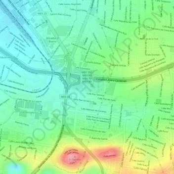 Carte topographique Bosque Urbano Tlaquepaque, altitude, relief