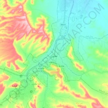 Carte topographique Tataouine, altitude, relief