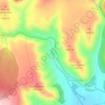 Carte topographique Laguna de Somolinos, altitude, relief