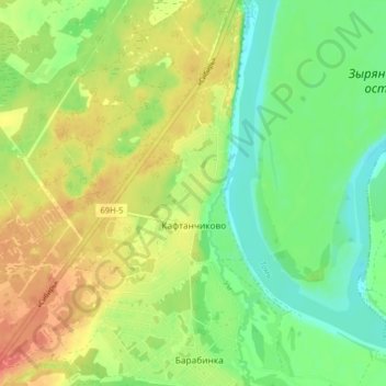 Carte topographique Кафтанчиково, altitude, relief