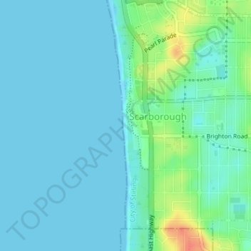 Carte topographique Scarborough Beach, altitude, relief