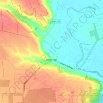 Carte topographique Terpinnia, altitude, relief