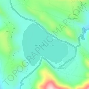 Carte topographique Laguna Sausacocha, altitude, relief