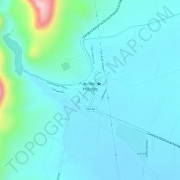 Carte topographique Pabellón de Hidalgo, altitude, relief